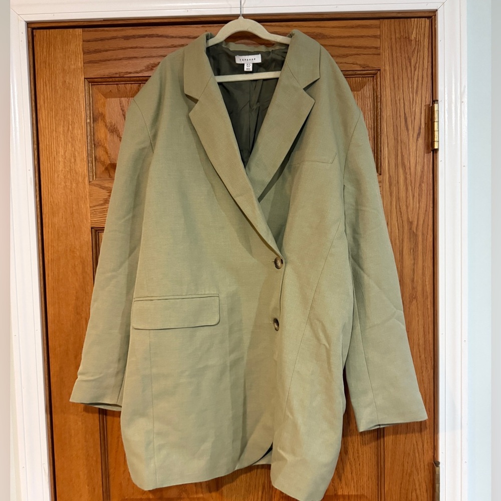 Topshop Tailored Dad Blazer Dress Sage